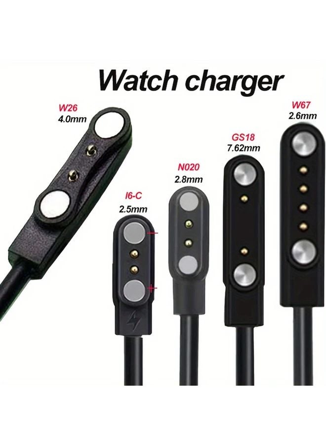 GS18 كابل شحن USB المغناطيسي لشحن الساعات الذكية مع محول بشبكة مسطحة 2 و4 دبابيس - Image 2
