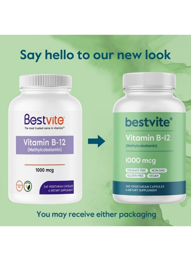 BESTVITE بيستفايت فيتامين ب12 (ميثيلكوبالامين) 1000 ميكروغرام (240 كبسولة نباتية) (ميثيل ب12) - بدون ستيرات - نباتي - غير معدّل وراثيًا - خالي من الجلوتين - Image 3