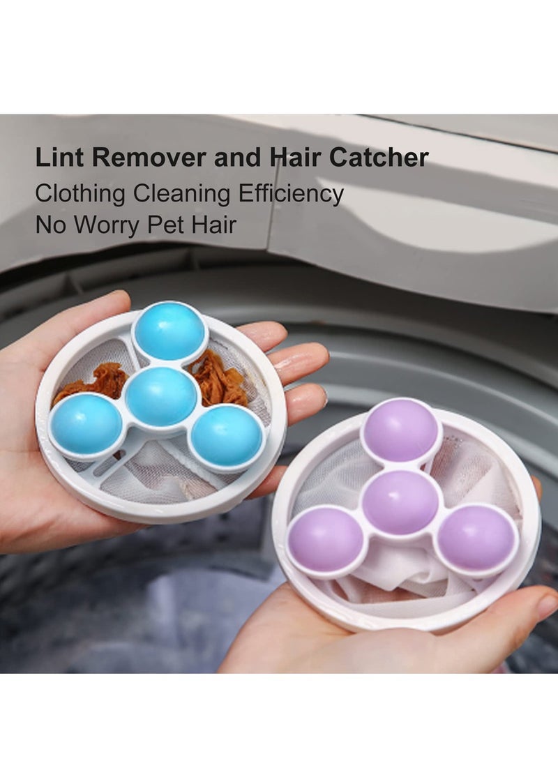 SHENYU 4 Packs Home Floating Lint Rollers Hair Filter Cleaning Household Supplies Blue and Pink Washing Machine Pet Hair Catcher - Image 2
