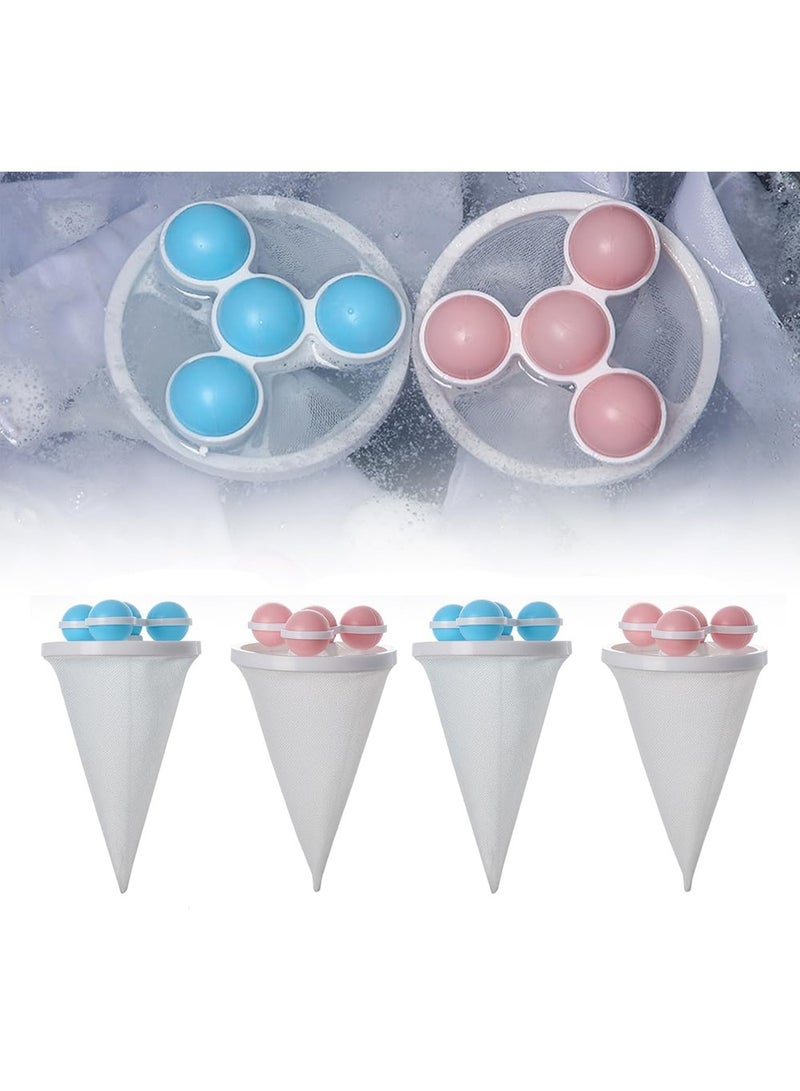 SHENYU 4 Packs Home Floating Lint Rollers Hair Filter Cleaning Household Supplies Blue and Pink Washing Machine Pet Hair Catcher - Image 1