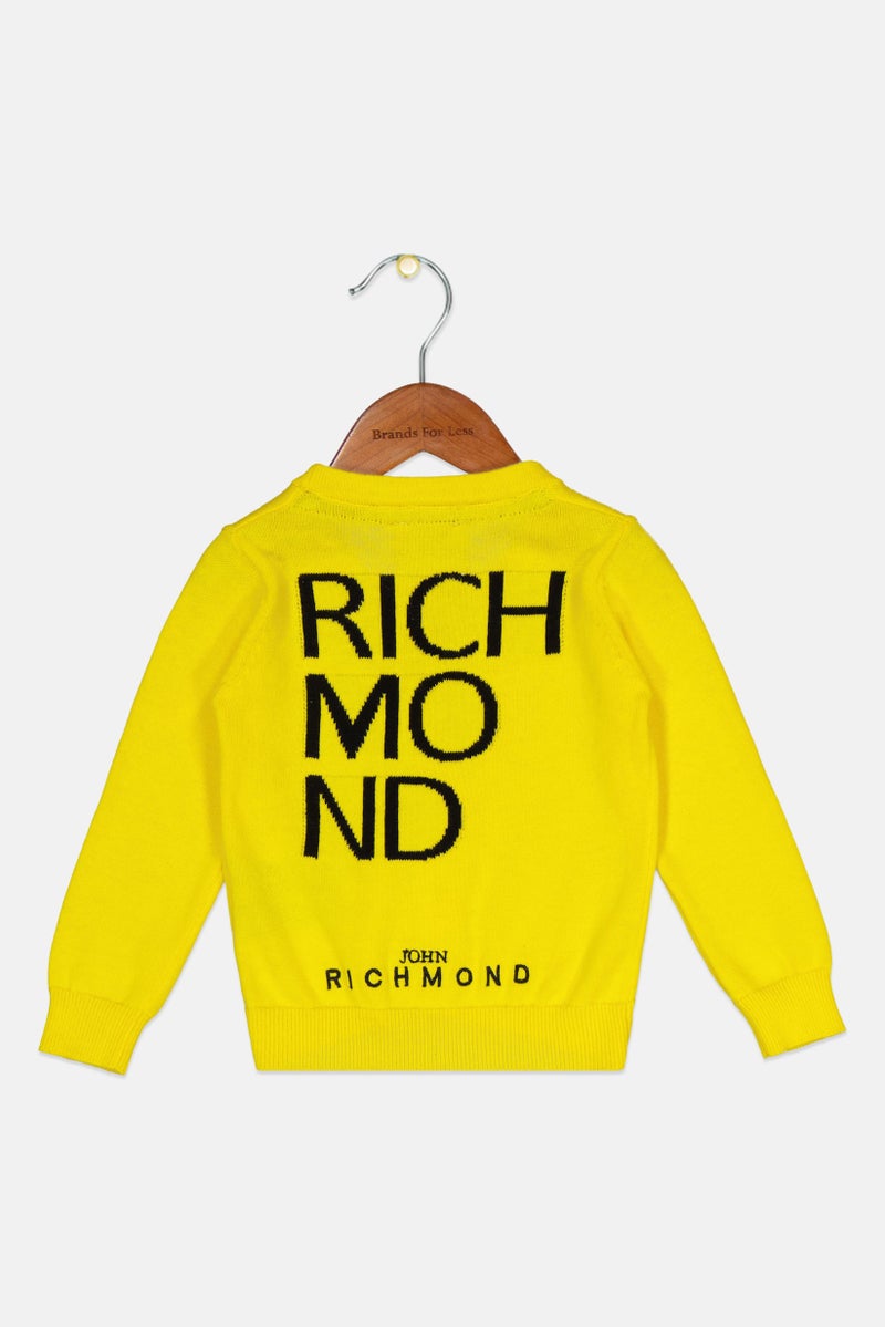 JOHN RICHMOND سويت شيرت طويل الأكمام للبنات الصغيرات بشعار العلامة التجارية، أصفر - Image 2