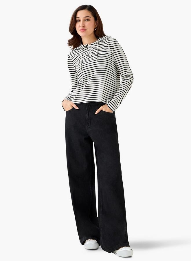 Splash FAV Women Regular Fit Striped Hoodie - Image 2
