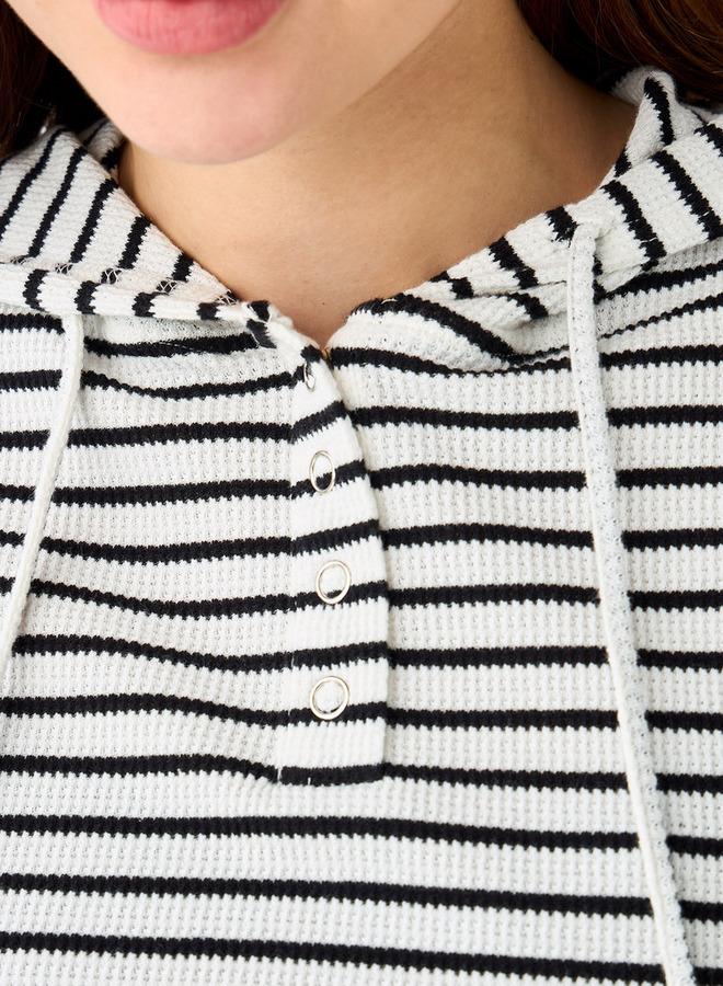 Splash FAV Women Regular Fit Striped Hoodie - Image 4