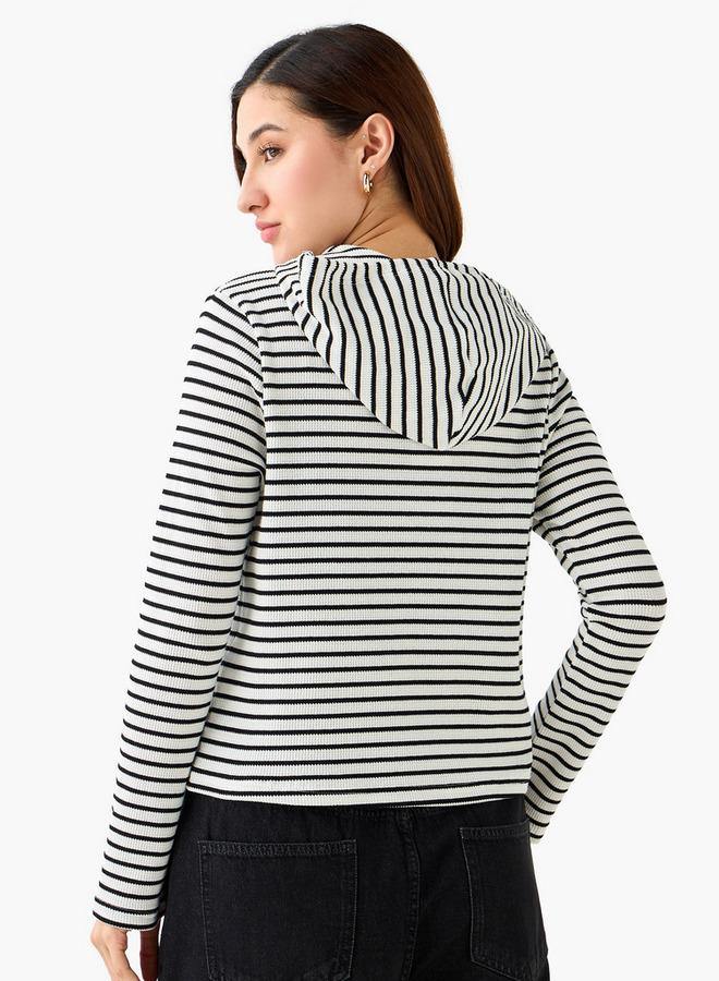 Splash FAV Women Regular Fit Striped Hoodie - Image 3