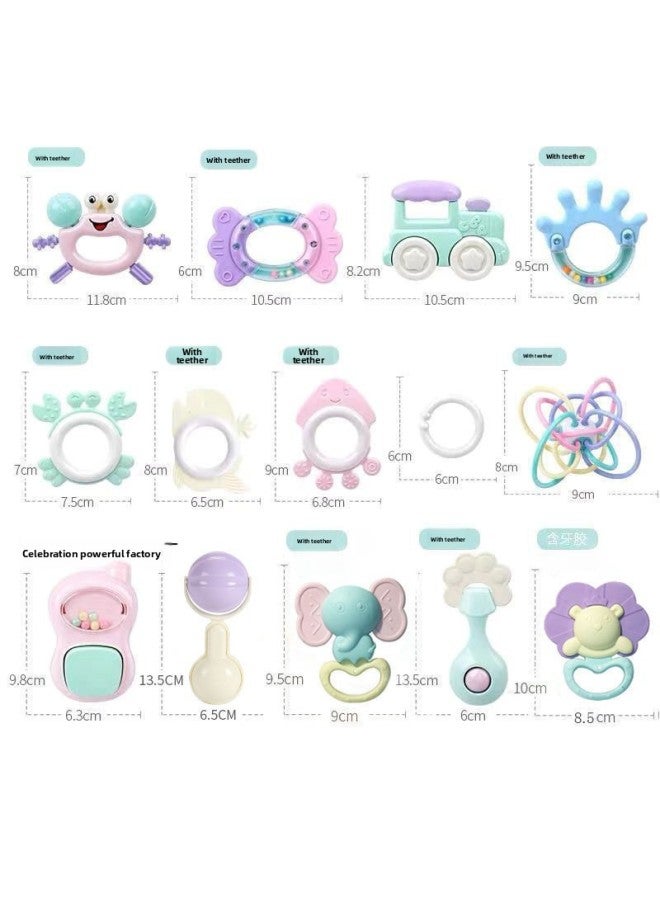 Baby Toys 0-1 Years Old Boiled Bite Gel Baby 3-6-12 Months Newborn Boys And Girls Children Hand Bell-Color:Boiled Rattle Teether 12-piece Set + Music Rattle - Image 4