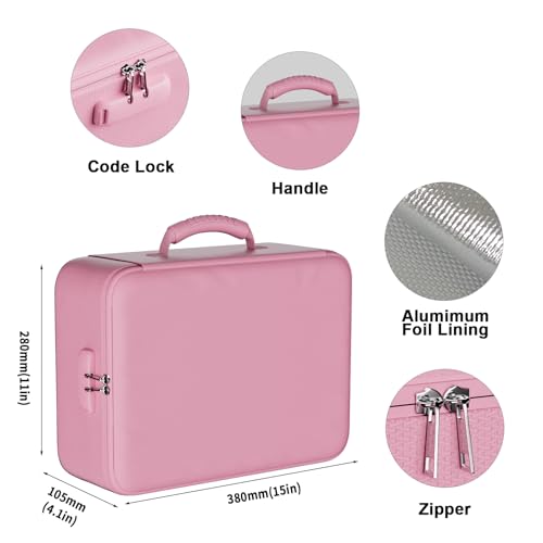DocSafe 5200°F Document Organizer with Lock,Upgraded Heat Insulated Fireproof＆Waterproof Box 8 Layers File Organizer,Portable Home Travel Safe Storage for Important Documents, Files,Pink (Soft) - Image 5