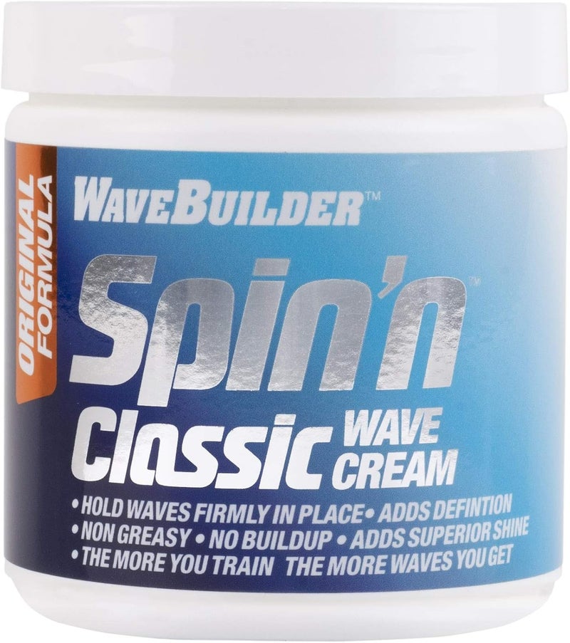WaveBuilder Spin’n Classic Original Formula Wave Cream, 8 Ounce - Non-Greasy Hair Styling Cream for Defined Waves - Image 1