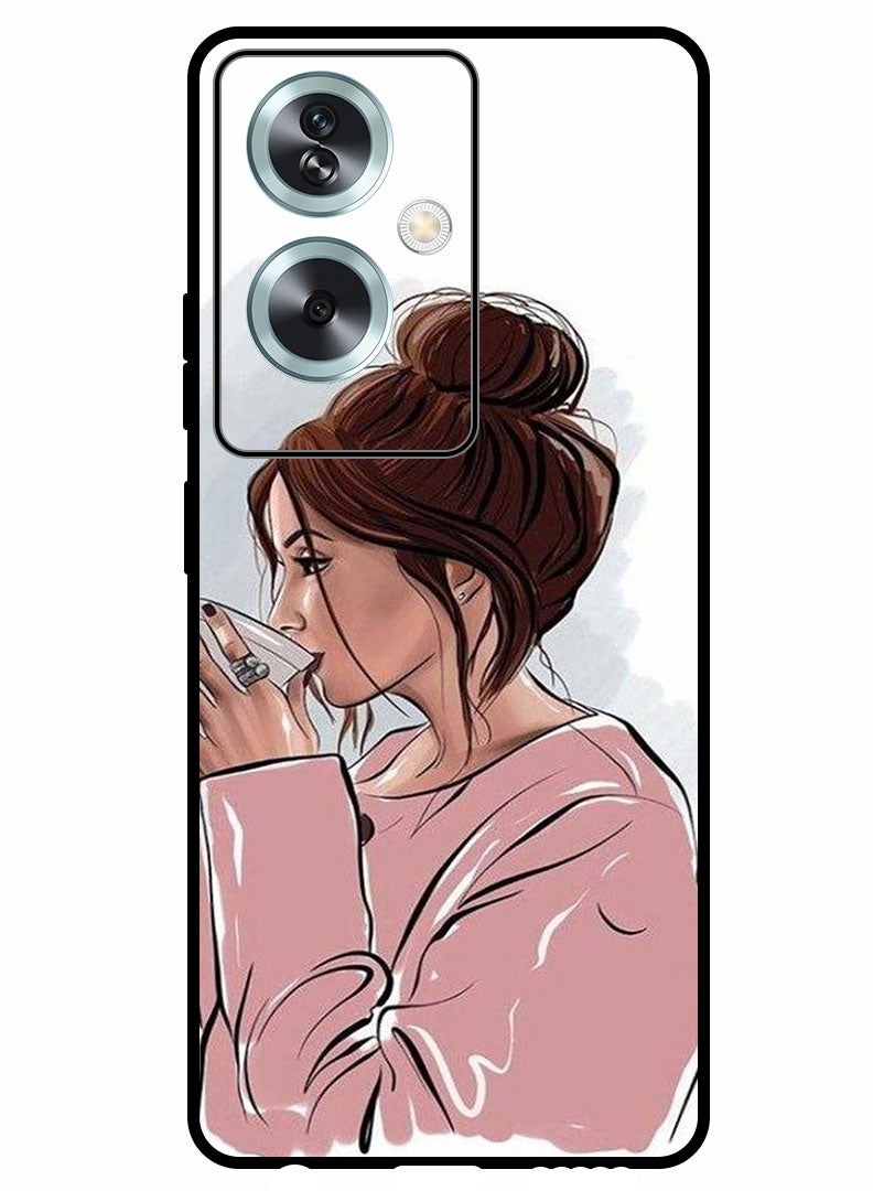 Theodor Protective Case Anti Scratch Shock Proof Bumper Cover For Oppo A2 Girl Drinking Coffee 1 - Image 1