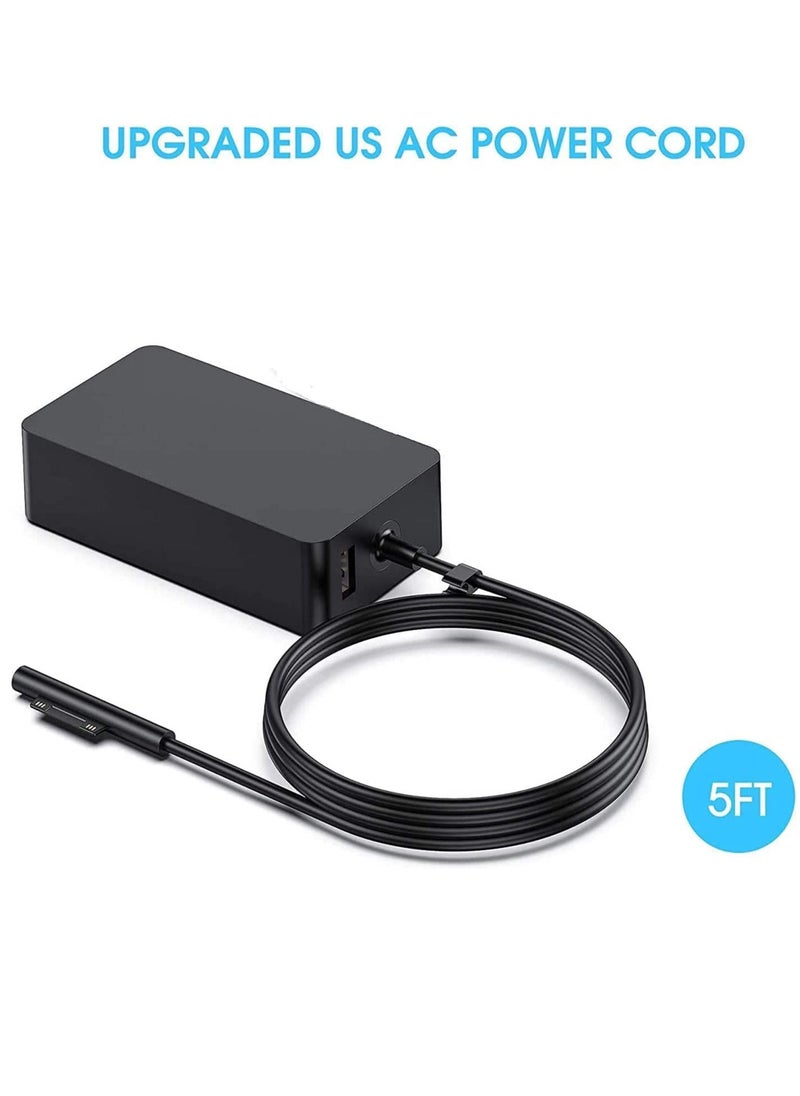 Surface Pro Charger For Microsoft Surface with Surface Laptop Charger 65W 15V 4A Compatible for Surface Book, Surface Go, Surface Laptop Go, Surface Charger For X/Pro8/Pro7/Pro 6/Pro5/Pro4