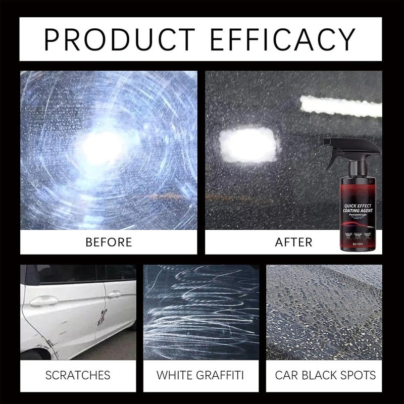 Quick Effect Coating, 120 ml Multifunctional Fast Agent in Waterless Sprayer, for Car Scratches – For Detailed Polishing and Washing - Image 4