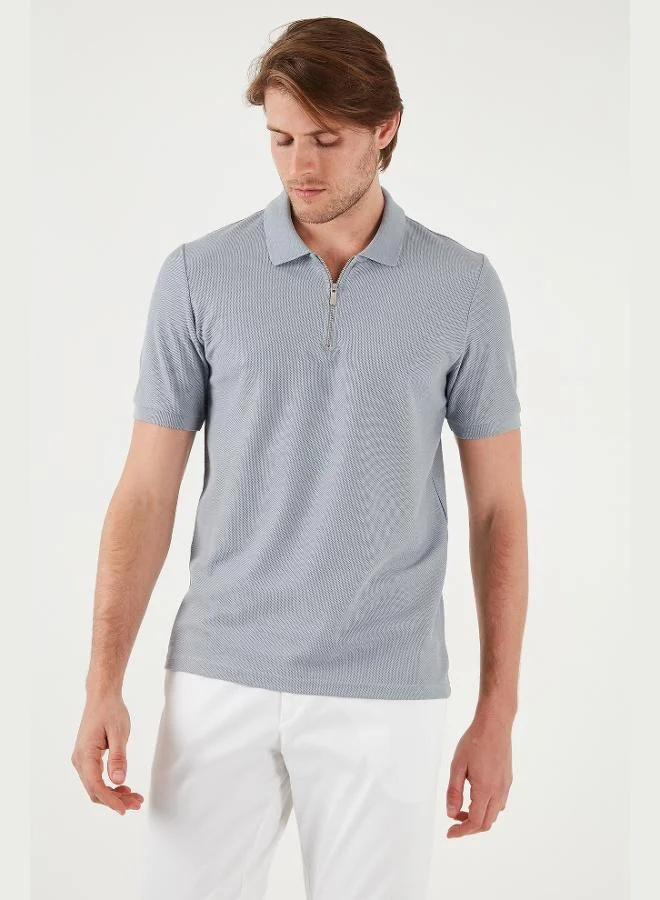 Buratti Cotton Regular Fit Zippered Polo Collar T Shirt Men's Polo Collar T-Shirt 5902434