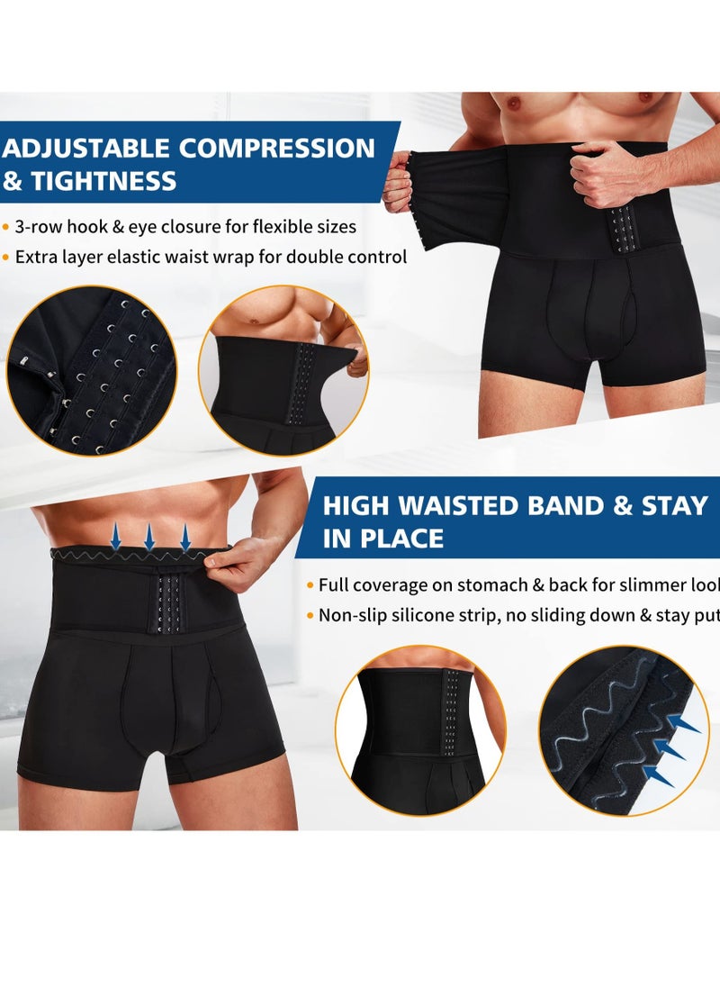 Excefore - Men Tummy Control Shorts, High Waist Slimming Body Shaper Girdle Lifter Shapewear Padded Underwear Boxer Briefs, L - Image 1