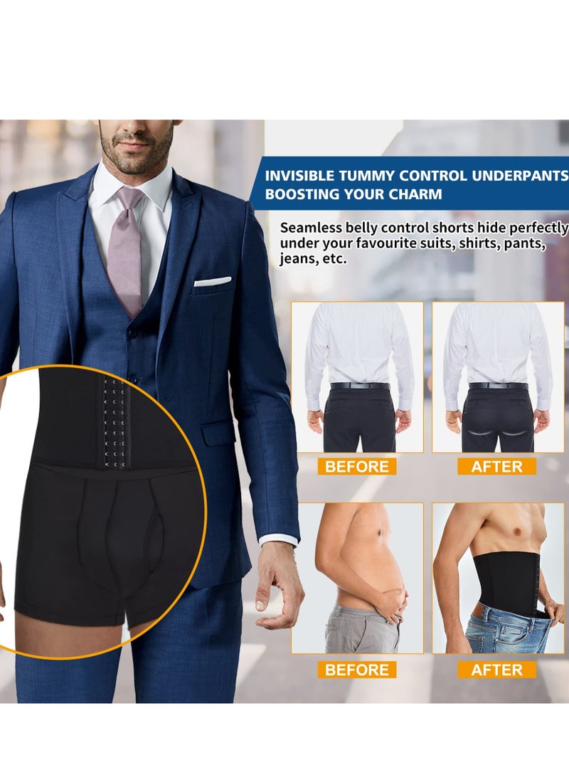 Excefore - Men Tummy Control Shorts, High Waist Slimming Body Shaper Girdle Lifter Shapewear Padded Underwear Boxer Briefs, L - Image 1