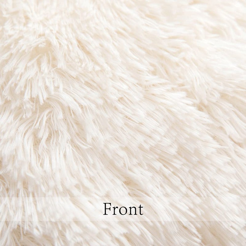 ANRODUO Pack of 2 Beige Throw Pillows Luxury Fluffy Pillows Faux Fur Decorative Pillows Plush Cushion Case Fuzzy Mongolian Merin Style for Bed Couch Sofa and Living Room Spring Home Decor 18x18 Inch - Image 3