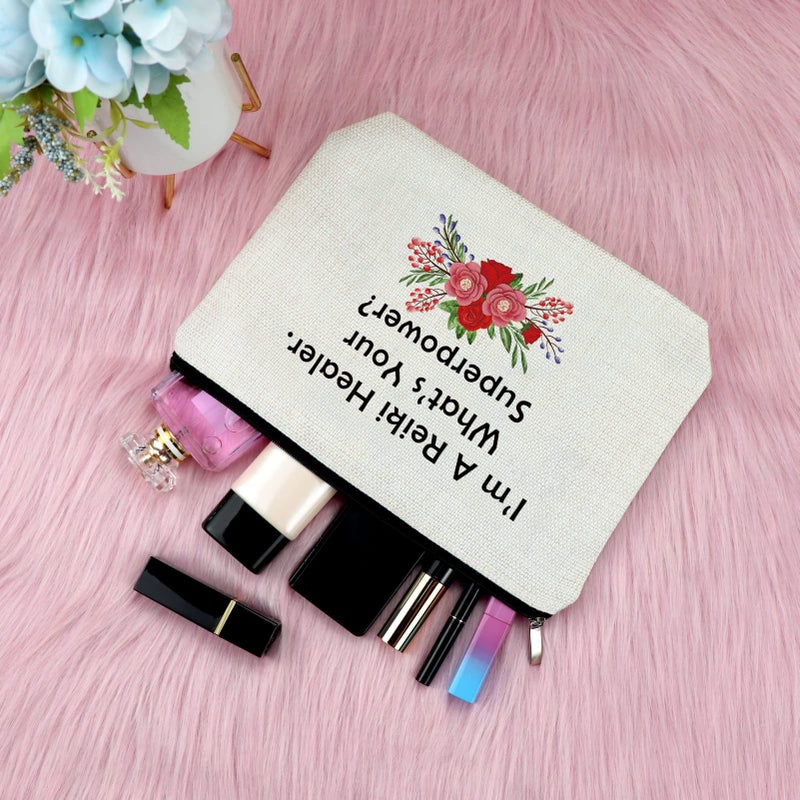 Sfodiary Reiki Master Gift Makeup Bag Thank You Gift for Reiki Healer Motivational Quote Gift for Girls Inspirational Gift for Women Relax Cosmetic Bag Birthday Christmas Gift for Her Travel Cosmetic Pouch - Image 4
