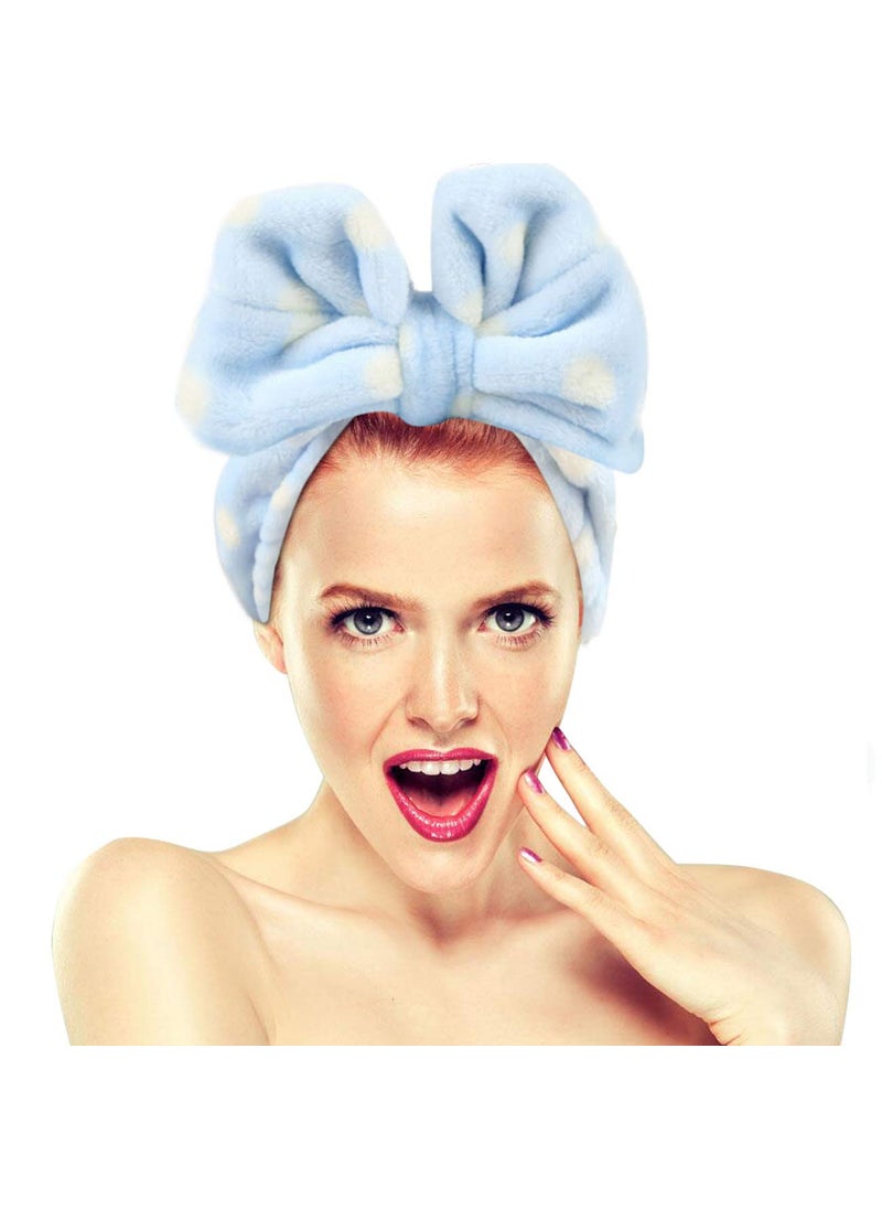 Hairizone Hairizone Cosmetics Hair Band for Washing Face Shower Spa Headband Adjustable Elastic Bowknot Hairband for Girls Blue 