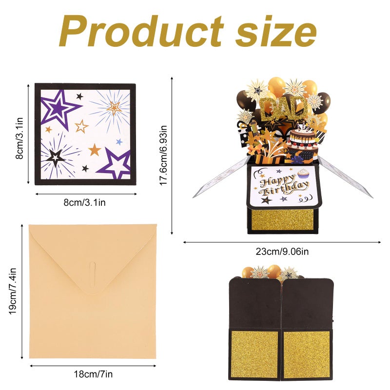 Gosknor Happy Birthday Pop Up Card for Dad, 3D Birthday Gift Box with Envelopes Colorful Balloon Fireworks Creative Gifts Ideas from Son Daughter for Male Dad Stepfather Godfather - Image 2