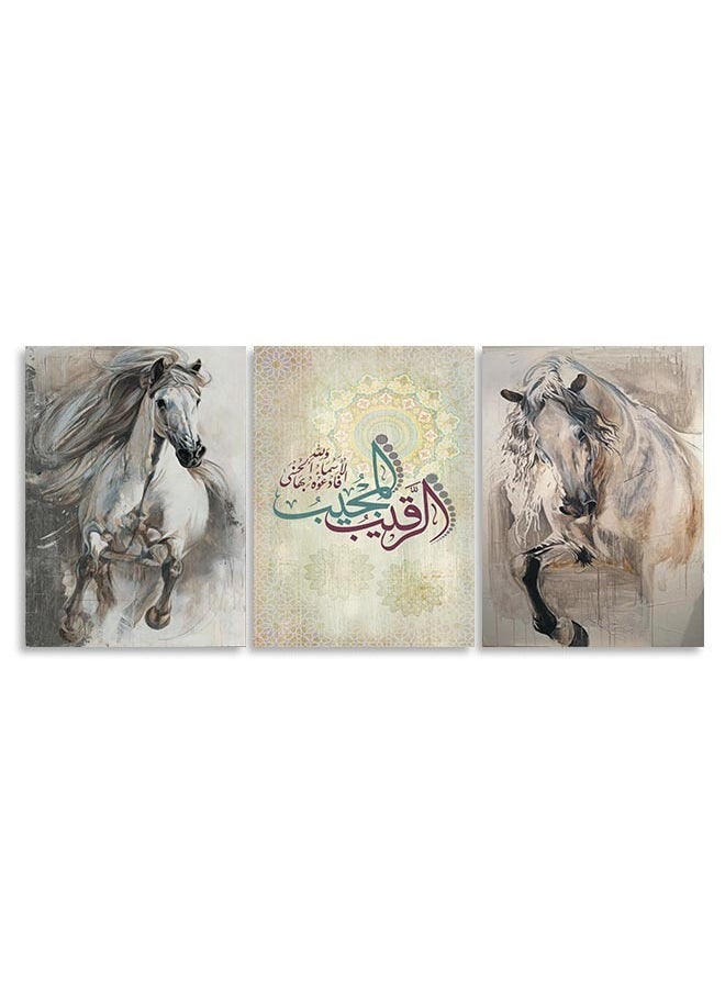 Set Of 3 Framed Canvas Wall Arts Stretched Over Wooden Frame with a Horse Design - pzsku/Z862AEC949DFA5EEA6E9CZ/45/_/1703926921/e9bc829f-3c45-400e-a996-886a94e17ed6