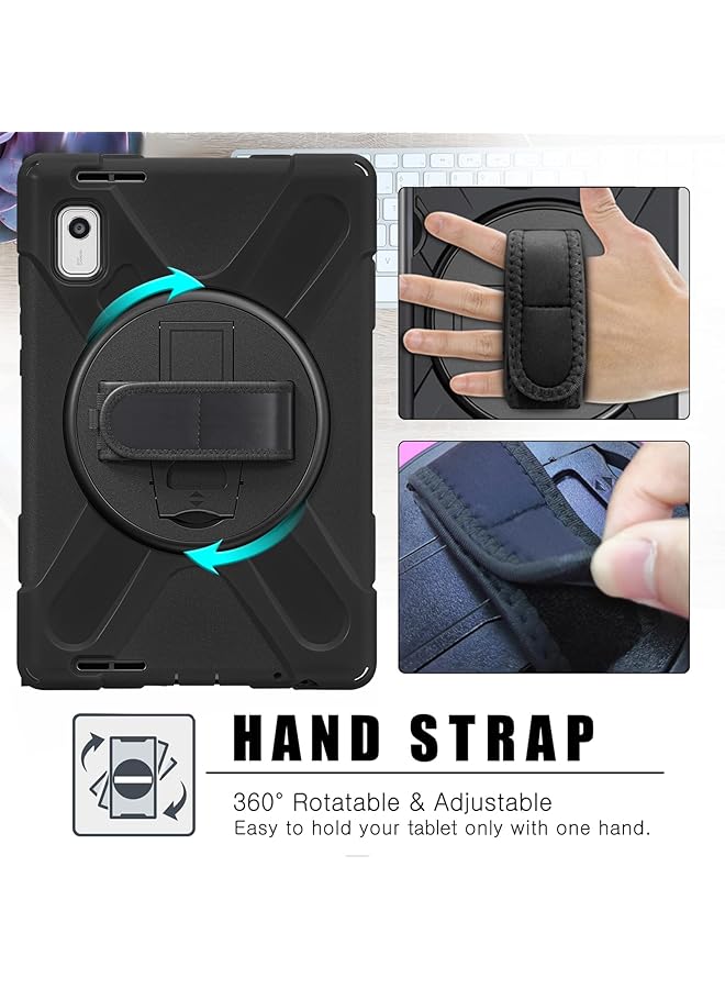 Procases For Lenovo Tab M9 Case 9 Inch 2023 Heavy Duty Shockproof Rugged Protective Cover Rotating Kickstand With Handle Holder Shoulder Strap For Lenovo Tb-310Fu Tablet –Black - Image 2