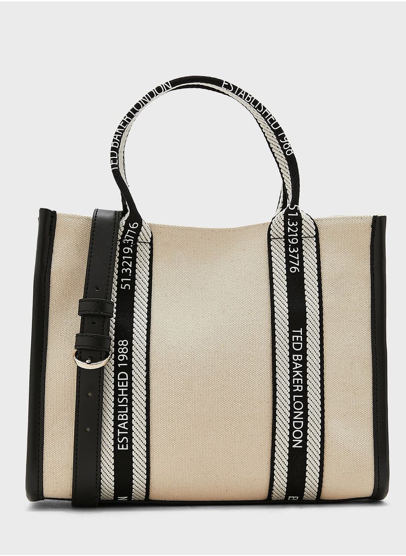 Ted Baker Georjea Branded Webbing Canvas Small Tote  - Image 1