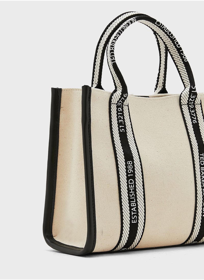 Ted Baker Georjea Branded Webbing Canvas Small Tote  - Image 3