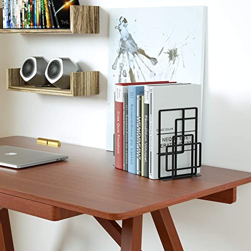 SRIWATANA Book Ends Heavy Duty, Decorative Black Bookends for Shelves, Window Lattice Design - Image 2