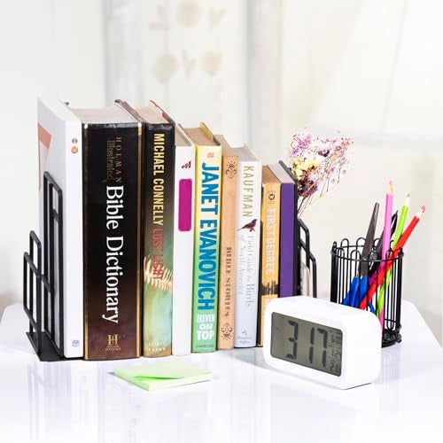 SRIWATANA Book Ends Heavy Duty, Decorative Black Bookends for Shelves, Window Lattice Design - Image 4