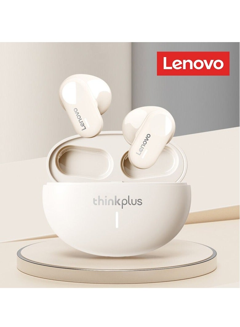 لينوفو سماعات بلوتوث LP19، سماعات أذن لاسلكية مريحة وخفيفة الوزن، سماعات رأس رياضية عالية الجودة HIFI، سماعة موسيقى مقاومة للماء مع ميكروفون مزدوج عالي الدقة، (قطعة واحدة، بيج) - Image 4