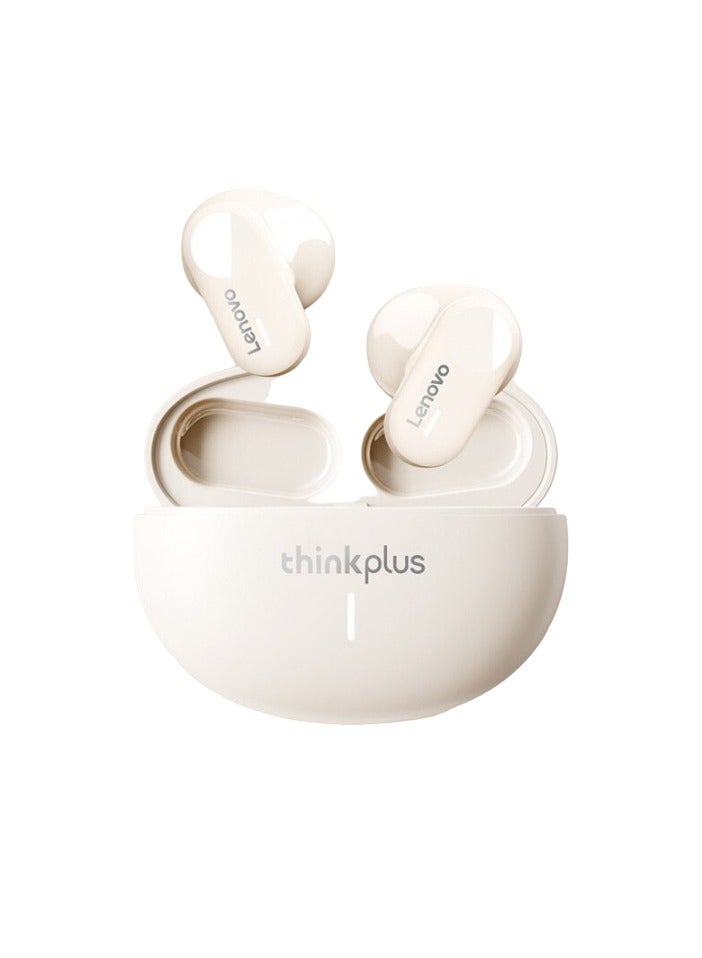 لينوفو سماعات بلوتوث LP19، سماعات أذن لاسلكية مريحة وخفيفة الوزن، سماعات رأس رياضية عالية الجودة HIFI، سماعة موسيقى مقاومة للماء مع ميكروفون مزدوج عالي الدقة، (قطعة واحدة، بيج) - Image 1