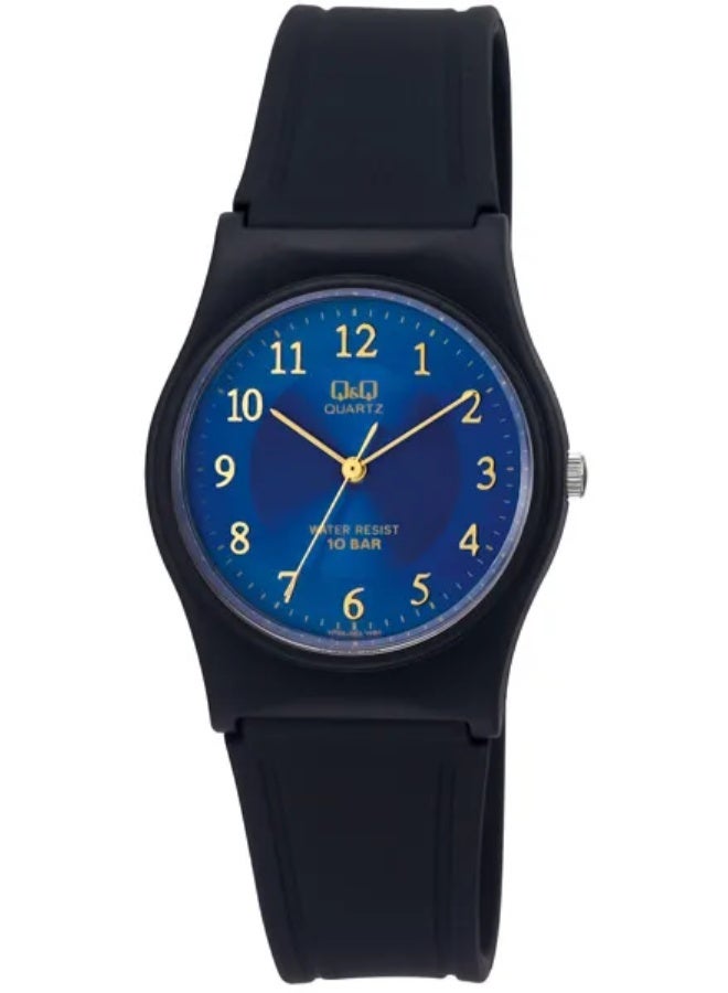 Q&Q Unisex Analog Quartz Watch VP34J053Y with Blue Dial, 10 Bar Water Resistant