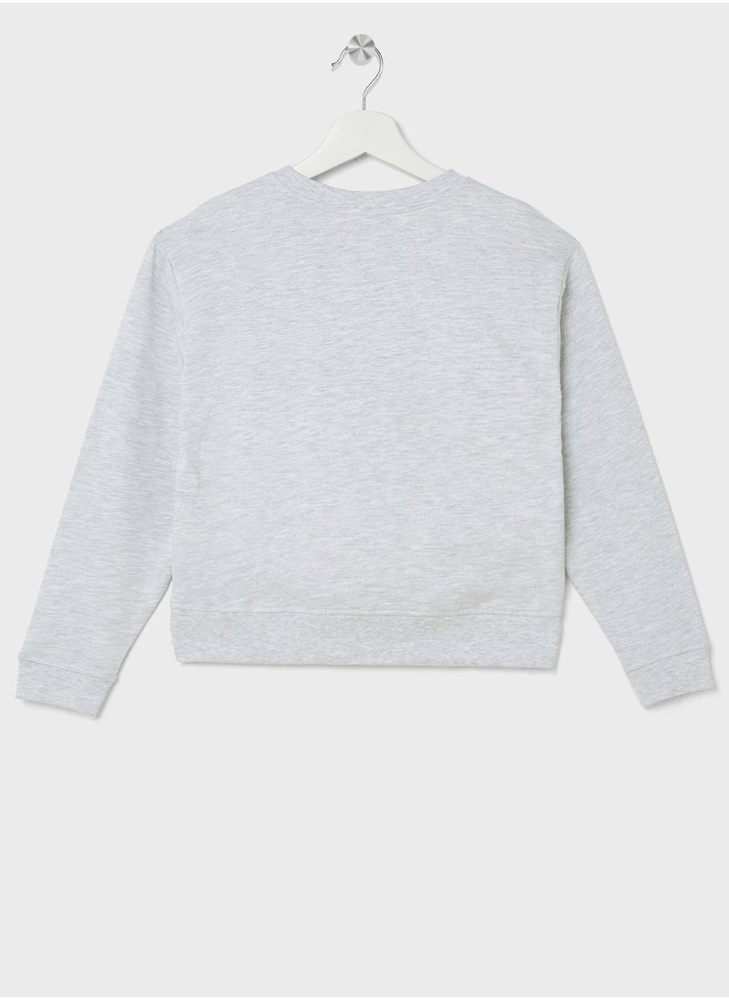Vero Moda Girl - Kids Heart Print Crew Neck Sweatshirt - Image 1