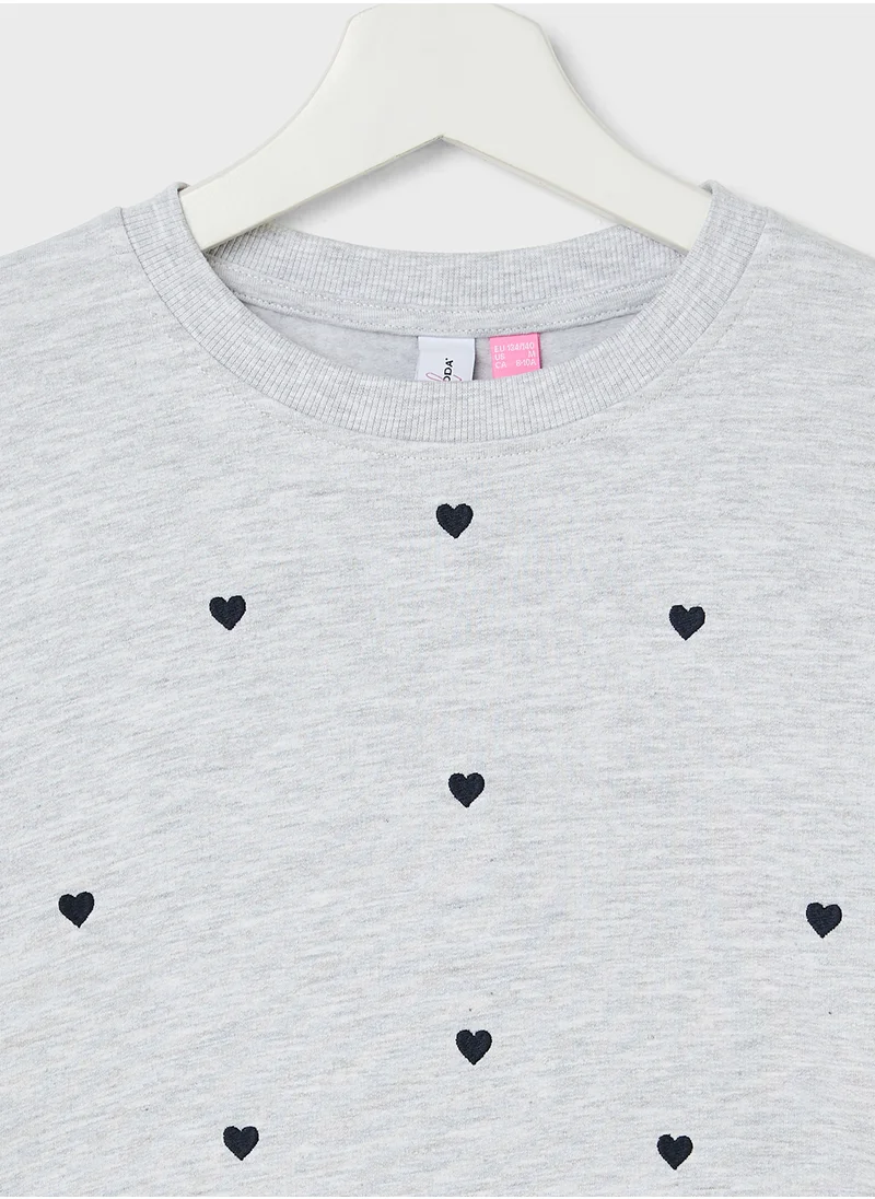 Vero Moda Girl Kids Heart Print Crew Neck Sweatshirt