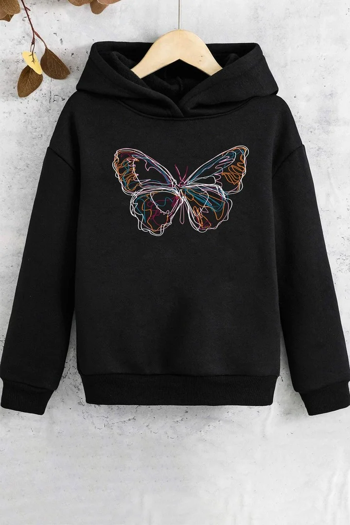ONLYTRENDWEAR Kids Butterfly Printed Sweatshirt 3-4 Years Old Black