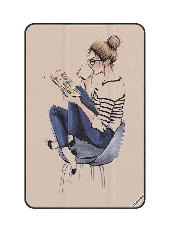 NIBEMINENT Drinking Coffee While Reading Art Protective Flip Case Cover For Samsung Galaxy Tab S6 10.5-Inch Multicolour