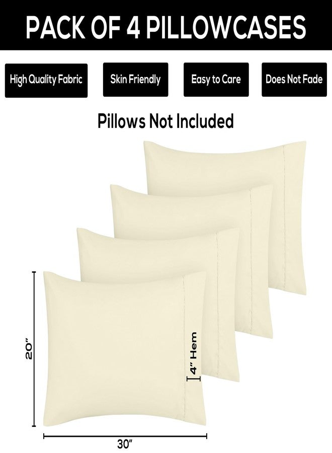 Utopia Bedding Queen Pillowcases - 4 Pack - Envelope Closure - Soft Brushed Microfiber Fabric - Shrinkage and Fade Resistant Pillow Covers Queen Size 20 X 30 Inches (Queen, Ivory) - Image 3