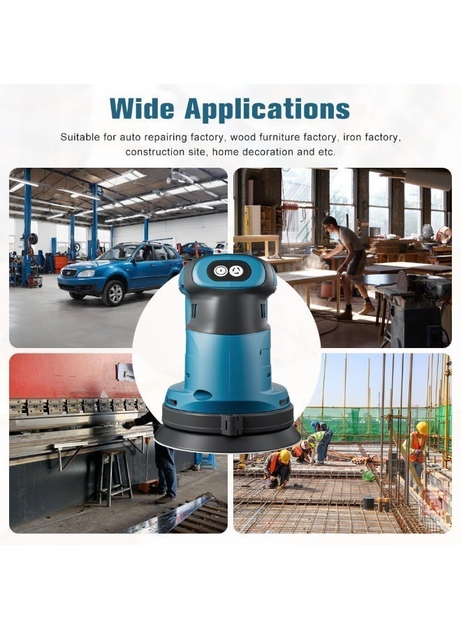 ZLH HITY Cordless Random Orbital Sander 5 Inch Battery Powered Palm Sander Orbit Sander with 3 Variable Speeds 8000–13000 RPM with Battery, Dust Collector for Woodworking, Furniture - Image 4