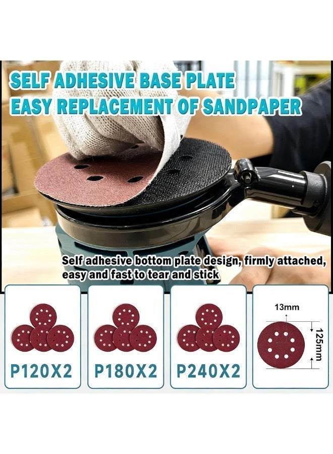 ZLH HITY Cordless Random Orbital Sander 5 Inch Battery Powered Palm Sander Orbit Sander with 3 Variable Speeds 8000–13000 RPM with Battery, Dust Collector for Woodworking, Furniture - Image 3
