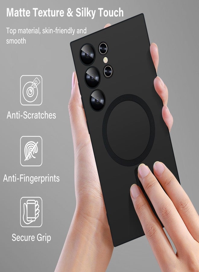 أوميو جراب سيليكون مغناطيسي من أوميو لهاتف جالاكسي إس 24 ألترا، متوافق مع ماج سيف، غطاء عدسة كاميرا شامل من السيليكون الحراري المرن غير اللامع، مقاوم للصدمات، مناسب للرجال والنساء، أسود - Image 5