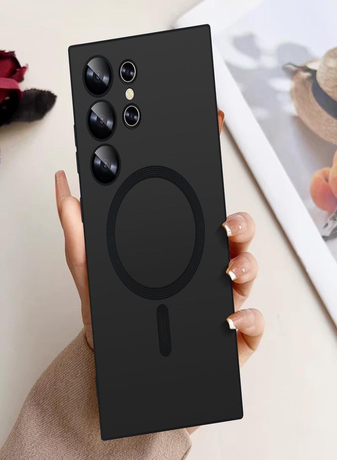 أوميو جراب سيليكون مغناطيسي من أوميو لهاتف جالاكسي إس 24 ألترا، متوافق مع ماج سيف، غطاء عدسة كاميرا شامل من السيليكون الحراري المرن غير اللامع، مقاوم للصدمات، مناسب للرجال والنساء، أسود - Image 1