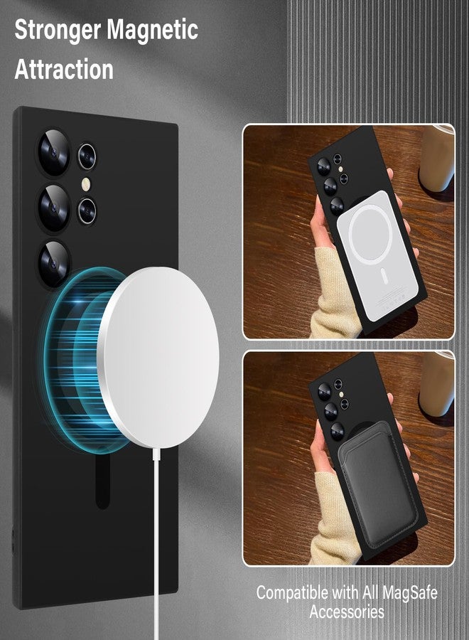 أوميو جراب سيليكون مغناطيسي من أوميو لهاتف جالاكسي إس 24 ألترا، متوافق مع ماج سيف، غطاء عدسة كاميرا شامل من السيليكون الحراري المرن غير اللامع، مقاوم للصدمات، مناسب للرجال والنساء، أسود - Image 4