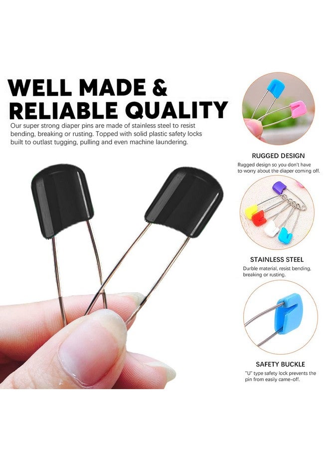 Lxnoap 10 pcs Cloth Diaper Pins Stainless Steel Traditional Safety Pin (Black) - Image 3