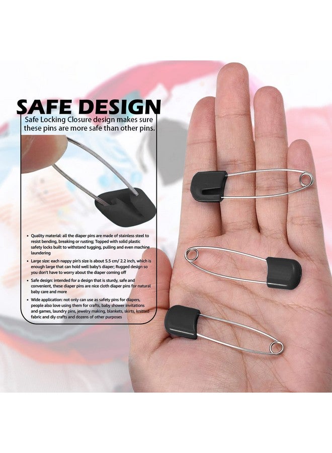 Lxnoap 10 pcs Cloth Diaper Pins Stainless Steel Traditional Safety Pin (Black) - Image 2
