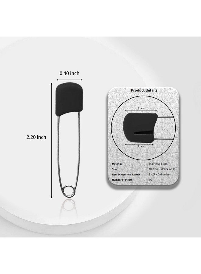 Lxnoap 10 pcs Cloth Diaper Pins Stainless Steel Traditional Safety Pin (Black) - Image 1