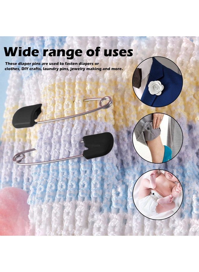Lxnoap 10 pcs Cloth Diaper Pins Stainless Steel Traditional Safety Pin (Black) - Image 4