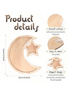 2Pcs Ramadan Wood Tray, Chic Wooden Artistic Moon Star Eid Mubarak Party Food Serving Tableware Tray Pastry Dessert Display Holder Ramadan Table Crescent Tray Decoration Ornament - pzsku/Z862B3D564BB691550F1FZ/45/_/1700817692/77336513-1456-471a-acc4-81910b89dab0