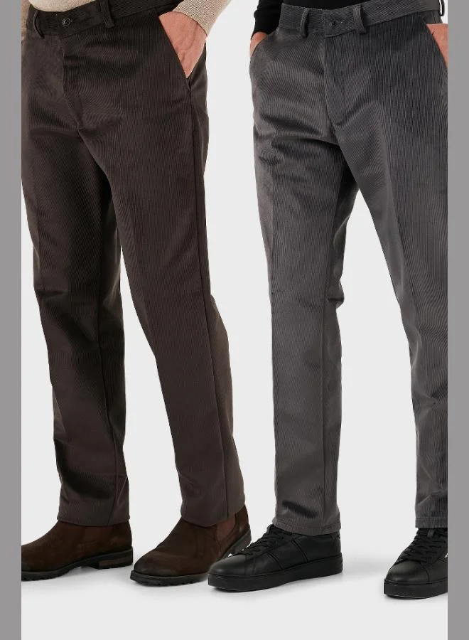 Buratti Normal Waist Regular Fit Straight Leg 2-Pack Velvet Trousers Men's VELVET TROUSERS 645MERLINS2