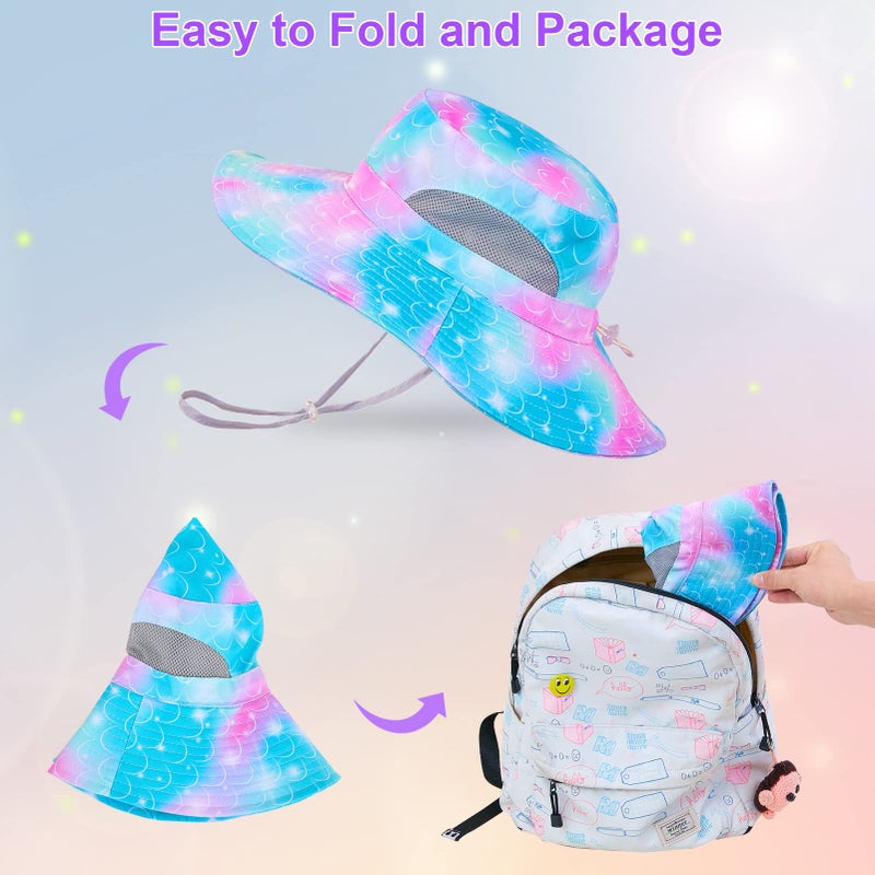 ICOSY Kids Sun Hat, Mesh Bucket UV Protection Toddler Beach Hat Kids Foldable Fishing Hat for Girls 2-8 Years Teal Purple - Image 5
