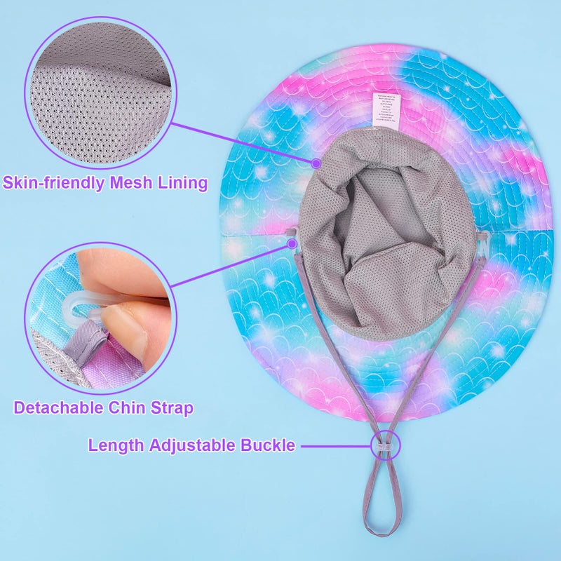 ICOSY Kids Sun Hat, Mesh Bucket UV Protection Toddler Beach Hat Kids Foldable Fishing Hat for Girls 2-8 Years Teal Purple - Image 4