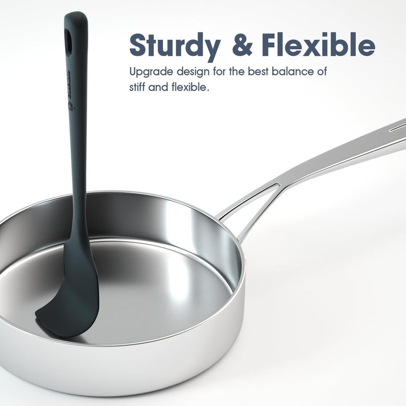 ChefAide 5 Pieces Silicone Spatula Set, Food Grade Rubber Spatula, Upgrade Strong Handle with Ergonomic Grip, Heat Resistant Up to 600Â°F for Nonstick Cookware, Cooking Black - Image 4