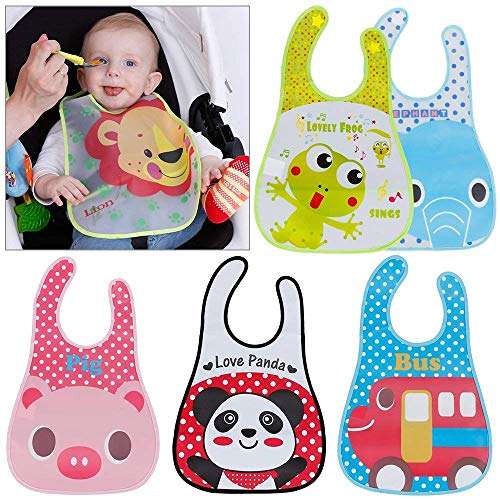 Koochie-Koo Waterproof Quick Dry Cartoon Printed Feeding Bib Sleeveless Washable Apron For Baby Boy And Girl From 6 months To 2 Years (Pack Of 2, Multicolor) - Image 1